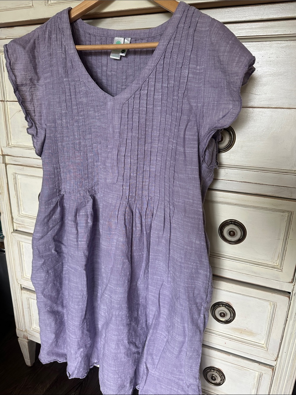 Athleta Lavender Pintuck V‑Neck Tunic knee length Dress